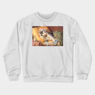 Vintage Cat Print Crewneck Sweatshirt